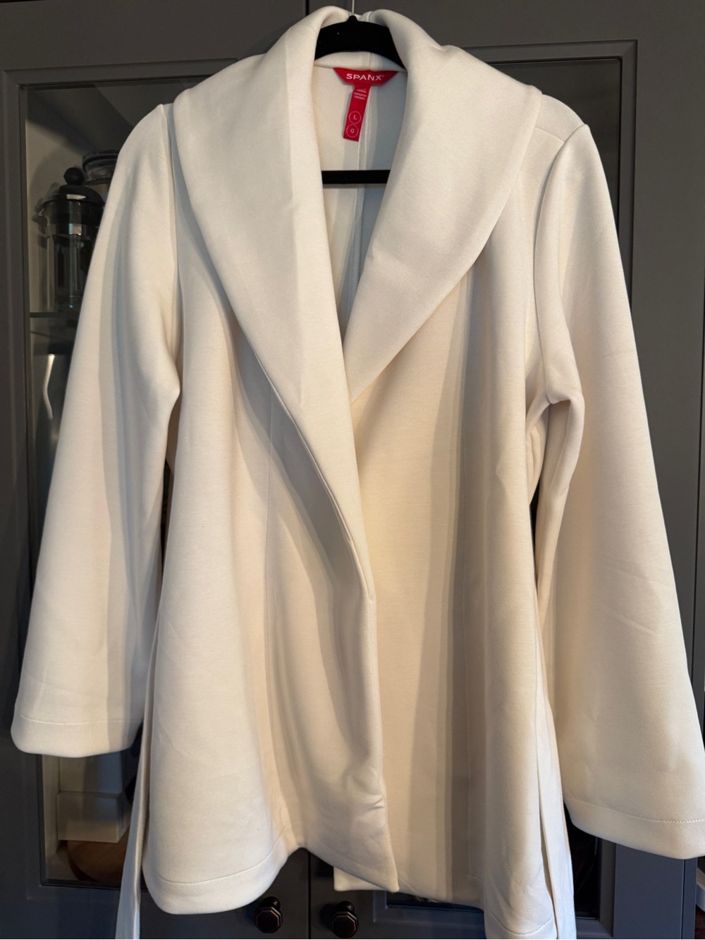 SPANX Women's Air Essentials Cream Open-Front Shawl Collar Cardigan Jacket